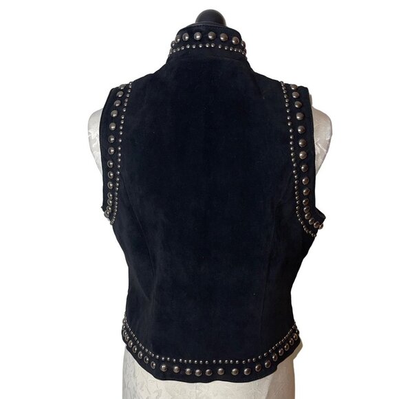 Frontier Collection Vintage Womens Vest Size M Black Studded Suede Phoenix USA - Picture 3 of 9